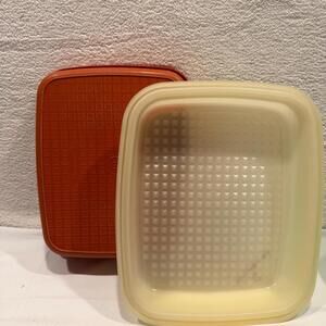 VTG Tupperware Meat Keeper Marinade Container w/Lid Paprika Red
